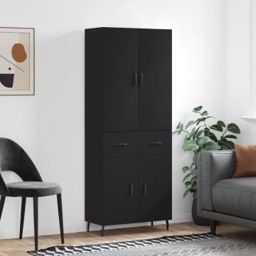 Stylish Highboard Black 69.5x34x180 cm - Durable Engineered Wood