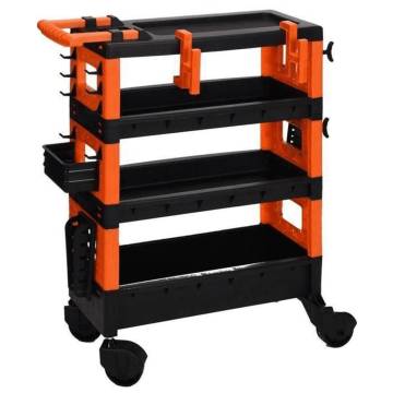 FX-Tools 4-Tier Tool Trolley - Black and Orange Storage Cart