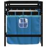 Kids' Loft Bed with Blue Curtains - Solid Pine | HipoMarket