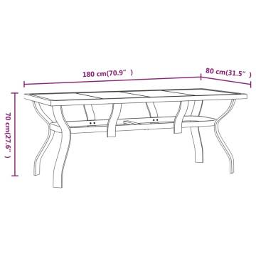 Garden Table Brown and Black 180x80 cm | Stylish Outdoor Dining