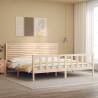 Solid Wood Bed Frame with Headboard 200x200 cm | HipoMarket UK