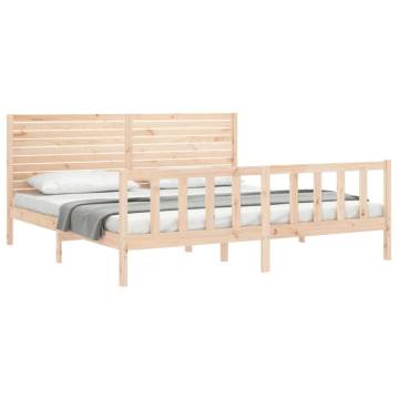 Solid Wood Bed Frame with Headboard 200x200 cm | HipoMarket UK