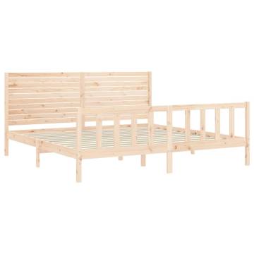 Solid Wood Bed Frame with Headboard 200x200 cm | HipoMarket UK