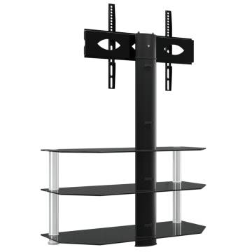 Corner TV Stand 3-Tiers for 32-70 Inch TV - Black & Silver