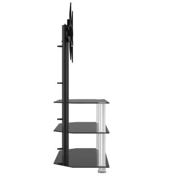 Corner TV Stand 3-Tiers for 32-70 Inch TV - Black & Silver