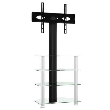 Corner TV Stand 4-Tiers for 32-70 Inch - Black & Silver