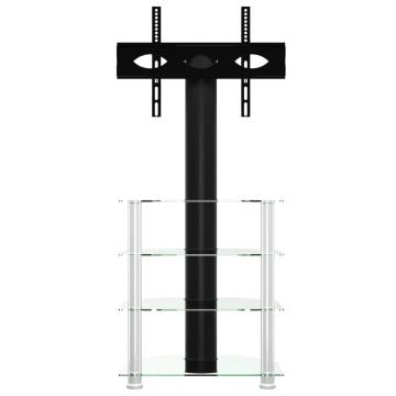 Corner TV Stand 4-Tiers for 32-70 Inch - Black & Silver