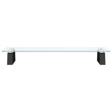 Monitor Stand Black 60x20x8 cm - Modern Glass & Metal Design