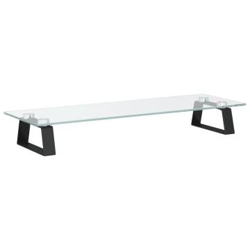 Monitor Stand Black 60x20x8 cm - Modern Glass & Metal Design