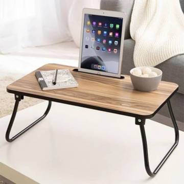 Excellent Houseware Foldable Bed Table - Natural & Black