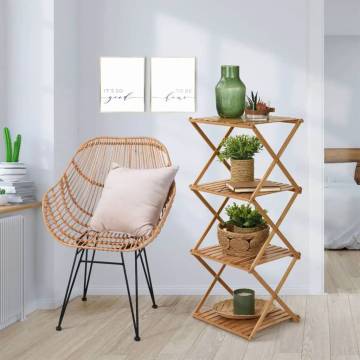 Home&Styling 4-Tier Folding Bamboo Shelf | Stylish Storage