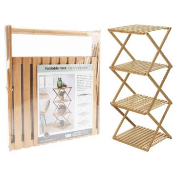 Home&Styling 4-Tier Folding Bamboo Shelf | Stylish Storage