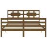 Solid Wood Bed Frame with Headboard - Honey Brown 160x200 cm