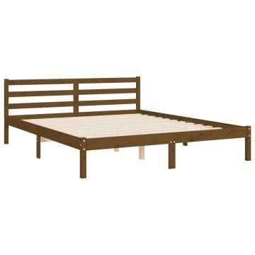 Solid Wood Bed Frame with Headboard - Honey Brown 160x200 cm