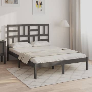 Grey Solid Wood Bed Frame 120x200 cm - Modern Design