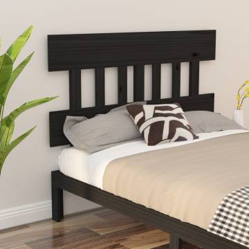 Stylish Black Pine Bed Headboard | 123.5x3x81 cm