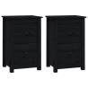 Elegant Black Bedside Cabinets - 2 pcs Solid Pine - Hipomarket