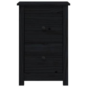 Elegant Black Bedside Cabinets - 2 pcs Solid Pine - Hipomarket