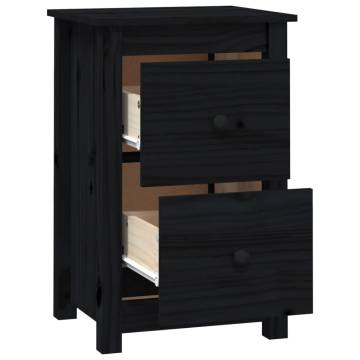 Elegant Black Bedside Cabinets - 2 pcs Solid Pine - Hipomarket