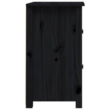 Elegant Black Bedside Cabinets - 2 pcs Solid Pine - Hipomarket