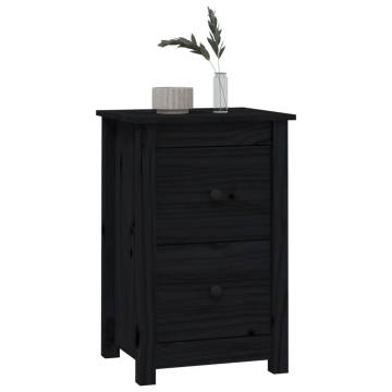 Elegant Black Bedside Cabinets - 2 pcs Solid Pine - Hipomarket