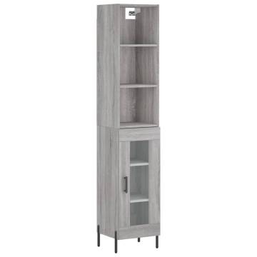 Stylish Highboard Grey Sonoma - 34.5x34x180 cm Engineered Wood