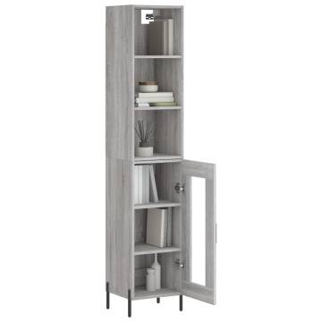 Stylish Highboard Grey Sonoma - 34.5x34x180 cm Engineered Wood