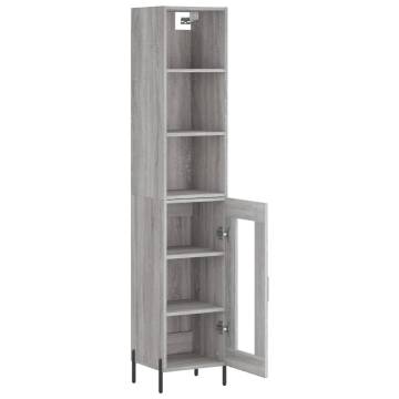 Stylish Highboard Grey Sonoma - 34.5x34x180 cm Engineered Wood