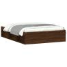 Brown Oak Bed Frame 135x190 cm Double - Modern Bedroom Style