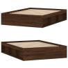 Brown Oak Bed Frame 135x190 cm Double - Modern Bedroom Style