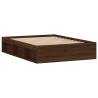 Brown Oak Bed Frame 135x190 cm Double - Modern Bedroom Style