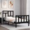 Black Small Single Bed Frame with Headboard - Solid Wood