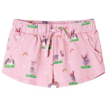 Kids' Light Pink Shorts with Drawstring - Size 140