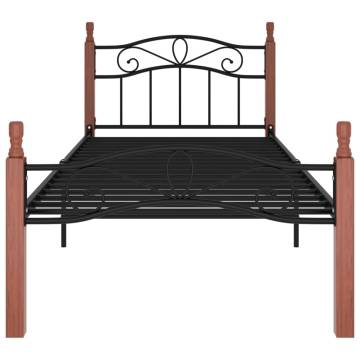 Stylish Black Metal & Oak Bed Frame 100x200 cm | Hipomarket