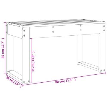 Garden Bench White 80x38 cm - Solid Pine Wood Outdoor Seating