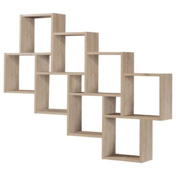 FMD Wall-Mounted Shelf with 11 Compartments - Oak Design