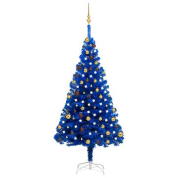 Blue Pre-lit Christmas Tree with Ball Set - 180 cm - Hipomarket