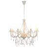 Elegant White Chandelier with Beads - 8 E14 Bulb Fixture