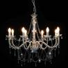 Elegant White Chandelier with Beads - 8 E14 Bulb Fixture