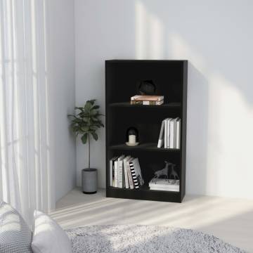 3-Tier Black Book Cabinet - Stylish & Functional Storage