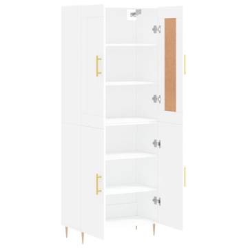 Stylish Highboard in White - 69.5x34x180 cm | Hipo Market