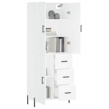 Stylish Highboard White 69.5x34x180 cm | Durable Engineered Wood