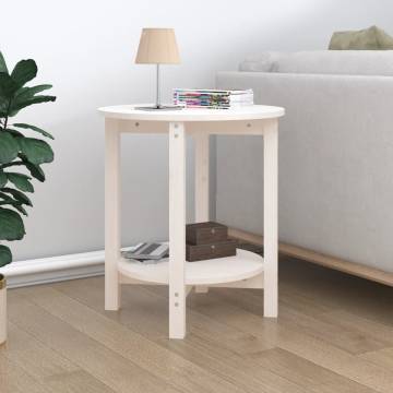 Elegant White Coffee Table Ø 55x60 cm Solid Pine Wood