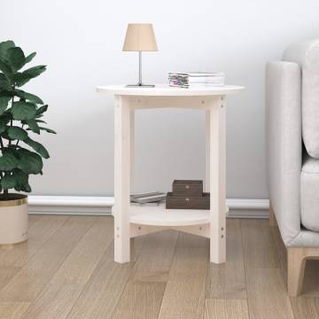 Elegant White Coffee Table Ø 55x60 cm Solid Pine Wood