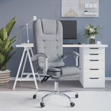 Massage Reclining Office Chair - Light Grey Fabric | Hipo Market