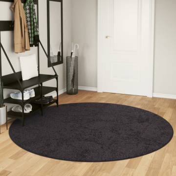 Rug Washable Anthracite Ø 200 cm | Anti Slip & Soft Material