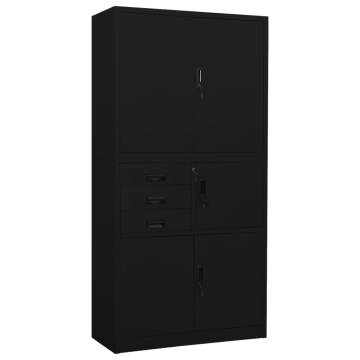 Durable Black Office Cabinet 90x40x180 cm - Steel Storage Solution