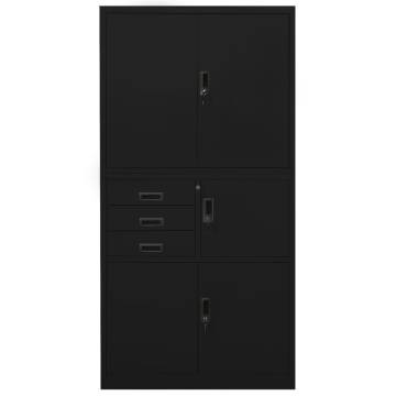 Durable Black Office Cabinet 90x40x180 cm - Steel Storage Solution