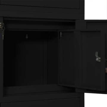 Durable Black Office Cabinet 90x40x180 cm - Steel Storage Solution