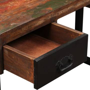 Industrial Solid Reclaimed Wood Desk with 2 Drawers - 120x50cm